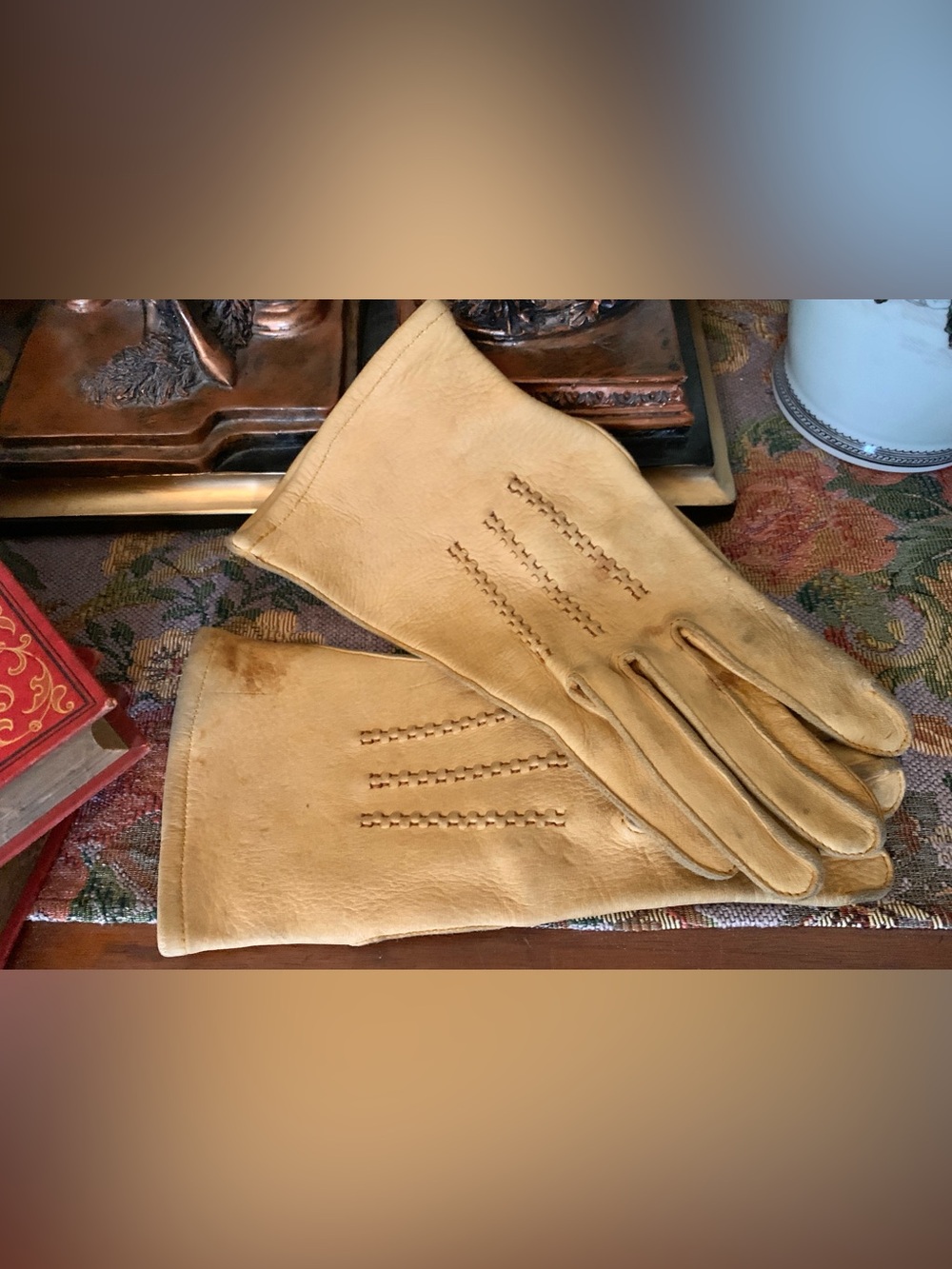 Vintage Country Western Southwestern Riding Cowboy Cowgirl Rodeo Leather Gloves